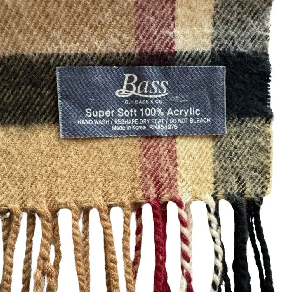 Bass Plaid Cashmere Feel Classic Soft Luxurious Winter Scarf Unisex (Camel)